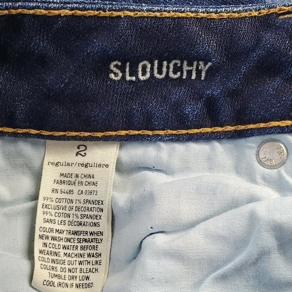 American Eagle Slouchy Cropped Jeans Stretch Dark 2 - Picture 5 of 12